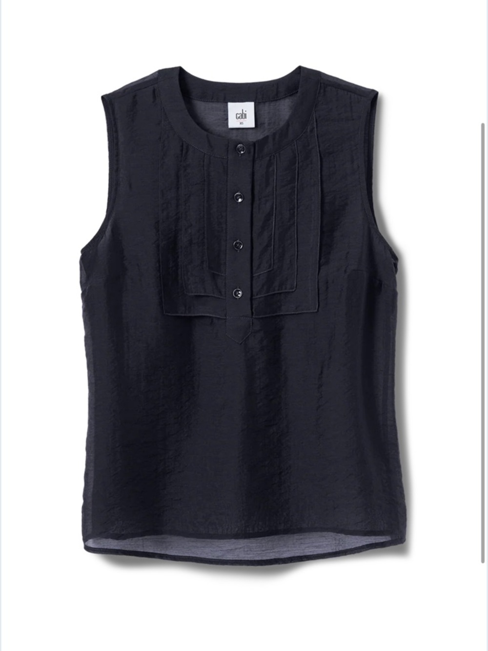 CAbi Louis II Top Sheer Sleeveless Button-Front Top in Black